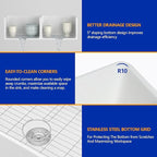 Dcolora Double Bowl Farmhouse Kitchen Sink Reversible Front Apron White - Image 7
