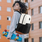 School Backpack, Bookbag Teen Boys and Girls Black Beige - Image 2