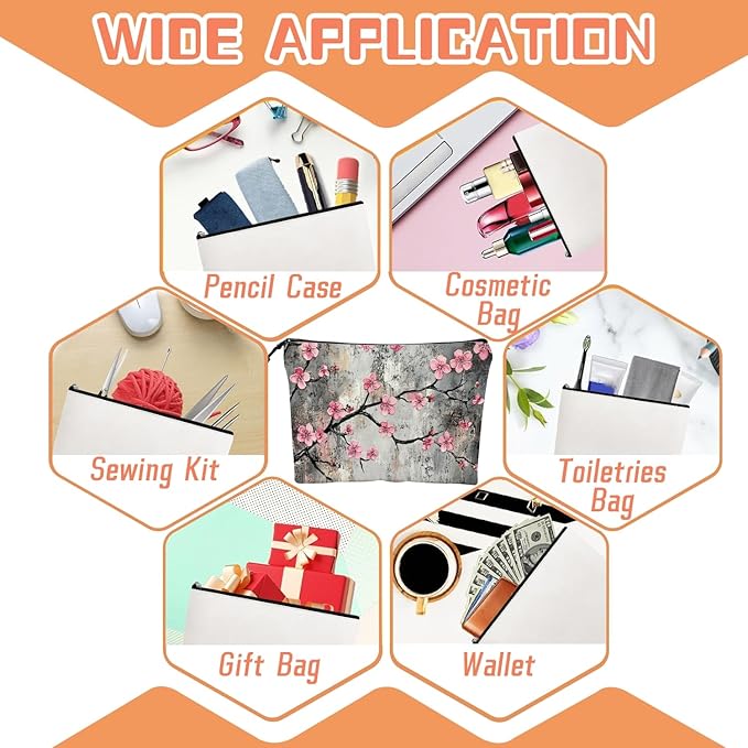 Cosmetic Bags Travel Makeup Toilet Case Waterproof Pouch for Women Girls 6.7X9.45inches - Beautiful Grey - Backdrop Flowers
