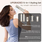 5-in-1 Hot Air Styler & Hair Dryer Brush, 110,000 RPM High-Speed Blow Dryer Brush with Auto-Wrap Curler, All-in-One Air Styling System for Easy Curl, Smooth & Volume