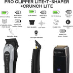 Supreme Trimmer 3-in-1 Barber Bundle | Pro Clipper Lite, DLC T-Shaper Trimmer, Crunch Lite Foil Shaver | Professional Beard Trimmer/Clipper Kit | Value Bundle 1