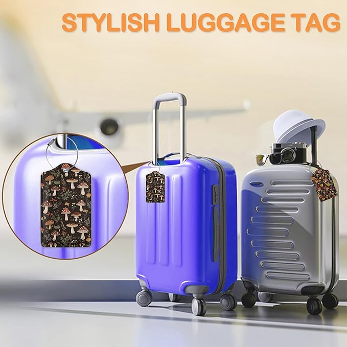 Psychedelic Mushrooms, Butterflies, Insectsts 3 Pack PU Leahter Luggage Tag - Image 5