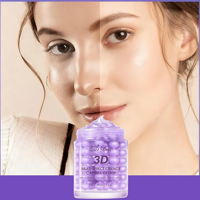 2Packs Essence Capsule Cream, for Firms, Lifts, Smooths Skin, Multi-Effect Anti-Aging Moisturizer with Collagen, Hyaluronic Acid, 2 oz