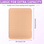 Oversize Silicone Heat Resistant Mat, Heat Mat with for Curling Iron, Travel Cover Cushion for Curling Irons, Hair Bands and Styling Tools(15.7" X 11.8") (Pink)