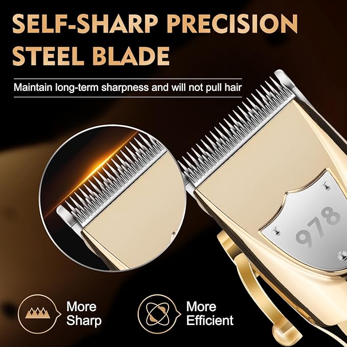 Hair Clippers for Men Professional, Cordless Beard Trimmer & Electric Shavers for Men, Mens Hair Clippers and Trimmer Kit for Barber with Case, Gold