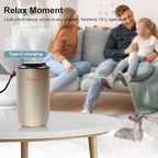Air Oil Diffuser for Home Waterless Essential Oil Diffuser, Rechargeable USB Aromatherapy Scent Diffuser with LED Lights, Home Fragrance Diffuser for Room, Studio, Office, Bedroom-Champagne