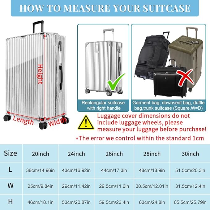 Yotako Upgraded Zippered Clear PVC Suitcase Cover, 20 Inch Luggage Covers - Image 6