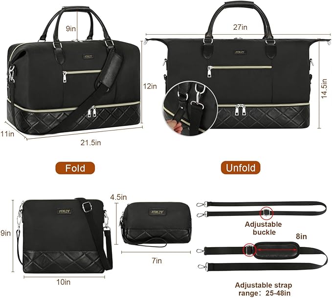 Weekender Bag for Women, Travel Duffel Bag Carry On Overnight Bag - Image 6