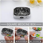 Metal 2 Compartment Pill Organizer Travel Friendly Portable Compact Pill Box - Image 4