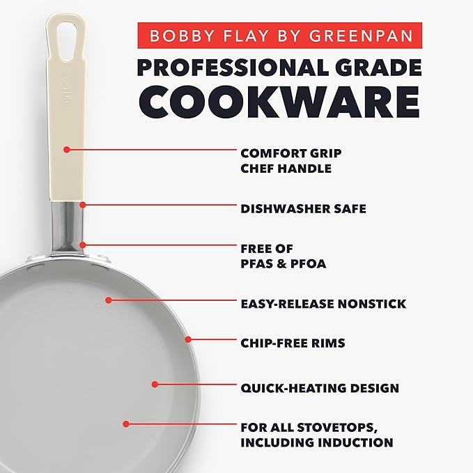 GreenPan x Bobby Flay 13 Piece Nonstick Cookware Pots and Pans Set, PFAS-Free - Image 3