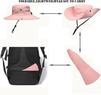 Womens Summer Sun Hat Beach Hat Wide Brim Outdoor UV Protection Hat Foldable - Image 4