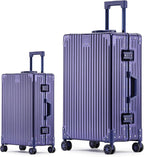 Metal All Aluminum Carry-on Luggage TSA Customs Lock Zipperless Silent Rotary by XZSP+AISU
