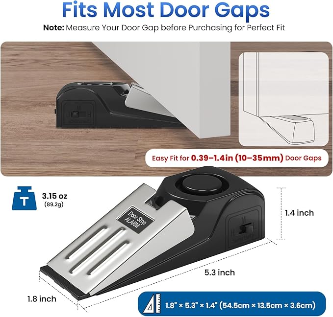 HOSOM 2 Pack Door Stop Alarm for Home & Travel Safety, 120dB Loud Siren Door - Image 2