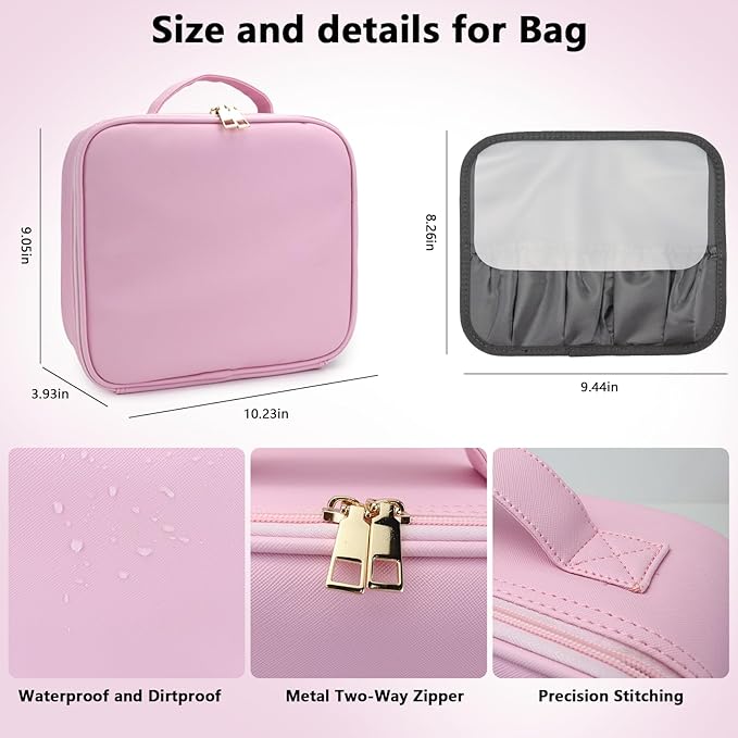 Travel Makeup Bag with LED Mirror Travel Makeup Organizer with 3 Lighted - Image 5