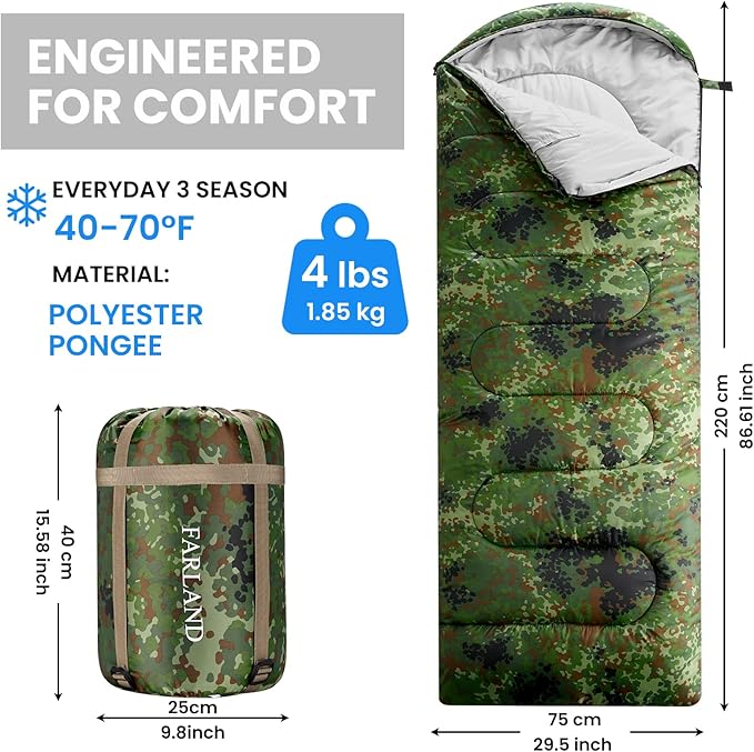 FARLAND Sleeping Bags 30℉ for Adults Teens Kids - Image 2