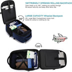 Rolling Backpack for Adults, 17inch Laptop Travel Backpack - Image 3