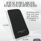 Hair Straightener Mat & Pouch by j&m - Heat Resistant - Fits ghd, BaByliss & Larger Flat Irons - Zip-Up All-in-One Compact Travel Case
