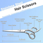 Professional Hair Cutting Shears,6 Inch Barber hair Cutting Scissors Sharp Blades Hairdresser Haircut For Women/Men/kids 420c Stainless Steel (Silver)