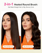 K&K Thermal Brush, 1 1/2 inch Heated Round Brush with Detachable Head, Velvet Pouch and Dual Voltage for Travel, Easy to Create Blowout Look, Cosmic Orange