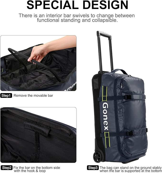 Gonex Rolling Duffle Bag with Wheels, 70L Water Repellent Wheeled Travel Duffel - Image 5