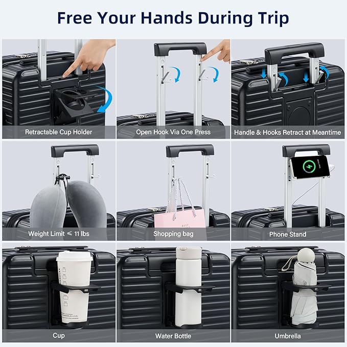 Hard Shell Suitcases Expandable Travel Luggage Sets 3 Piece, Carry on and Check - Image 2