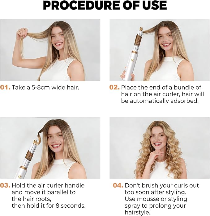 5 in 1 Hair Dryer Brush Set,Professional Negative Ionic Hot Air Styler, Air Curling Wrap Styler,Detachable Blow Dryer Brush With Auto Wrap Curlers,Hair Styling Tools For Straight/Curl/Drying/Smoothing