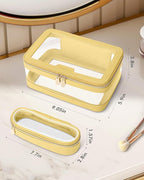 Travel Clear Makeup Bag with Makeup Brush Bag, Leather Makeup Case Toiletry Bag - Image 5
