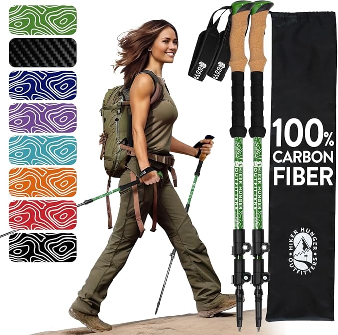 100% Carbon Fiber Trekking Poles by USA Brand by HikerHungerOutfitters