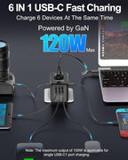 Universal Travel Adapter, 120W GaN International Power Plug Adapter, 5 USB - Image 3