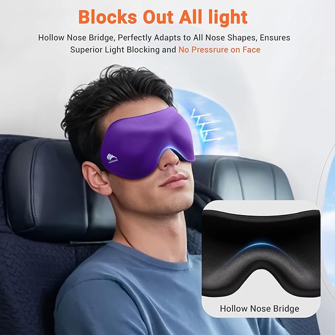 100% Blackout Eye Masks for Sleep: 3D Contoured Zero Eye Pressure Sleeping Mask - Image 2