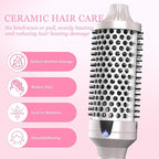 K&K Thermal Brush Heated Round Brush - Blowout Look Volumizer with 1.7 inch Heated Round for Hair Styler Tool Hair Straightener and Curler 2 in 1 Dual Voltage Temperture Contronal (Silver, 1.7 Inch)