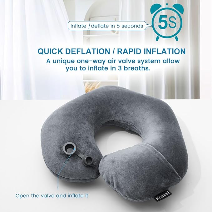 Inflatable Travel Neck Pillow, Super Soft Plane Neck Support Pillow - Image 3