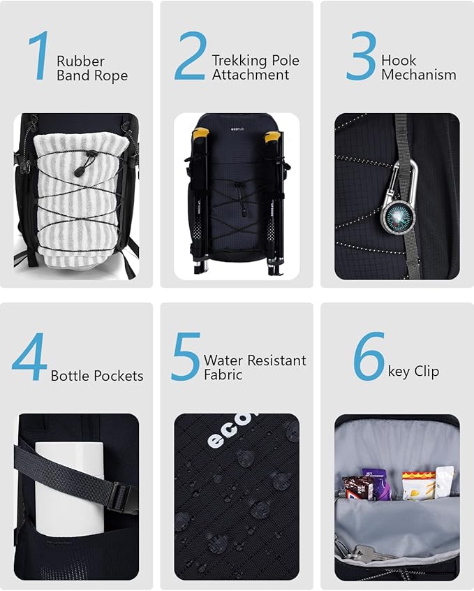 ECOHUB Small Hiking Backpack for Men Women, 20L Lightweight Travel Backpacks - Image 5