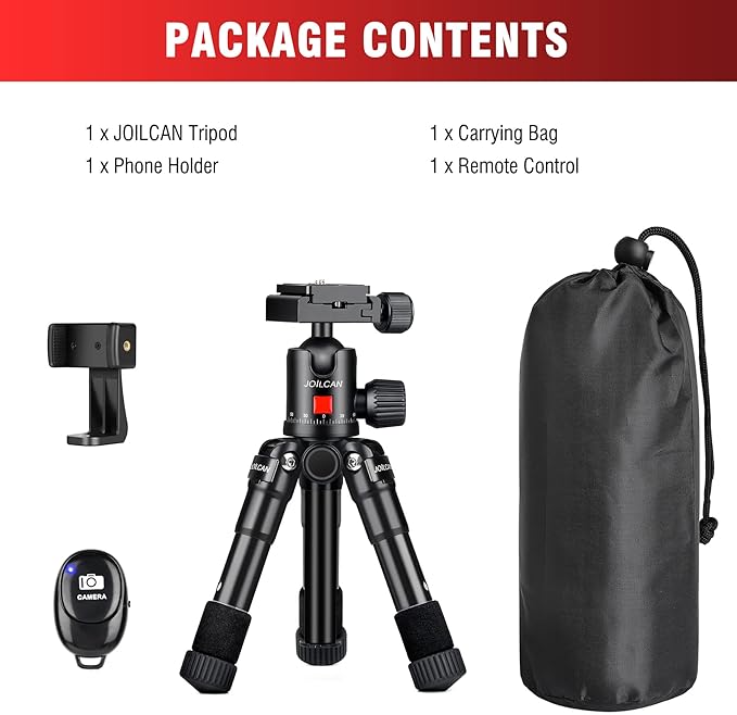 JOILCAN Mini Tripod for Camera, Portable Travel Tripods for DSLR Phone Projector - Image 8
