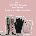 Thermal Brush, MINI & Tiny 1 Inch Ionic Curling Brush for Shiny Hair, Tourmaline Ceramic Ionic Curling Iron Brush for Short to Medium Hair, Adjustable Temperature, Dual Voltage, Compact-Size