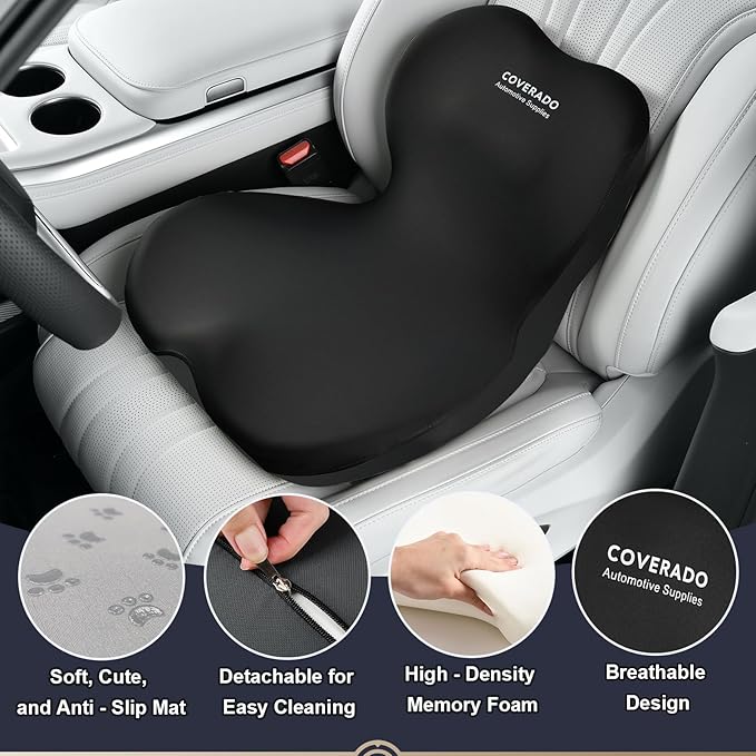 Coverado Car Seat Cushion and Lumbar Support Pillow One Piece, Memory Foam - Image 6