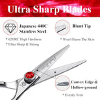 Purple Dragon 4.5 Barber Hair Cutting Scissors Small Moustache Shears with Bag- Perfect for Professional Hairstylist, Hairdresser (4.5 inch)