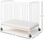Foundations Chelsea Slatted Metal Compact Daycare Crib, Compact Mini Size - Image 2
