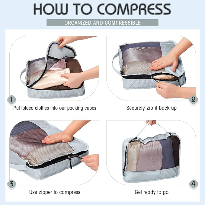 5 Pcs Packing Cubes for Suitcase Large Travel Cubes Carry on Luggage Organizer - Image 3