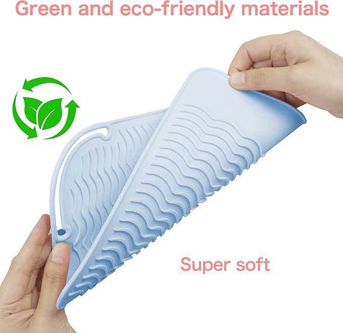 Heysam Professional Heat-Resistant Silicone Heat Mat, Non-Slip Vanity Pad for Flat Iron Hair Straightener and Curling Iron Hair Tools Heating Pad Mat, Suitable for Travel Essentials Case, 9"x6.5"-Blue