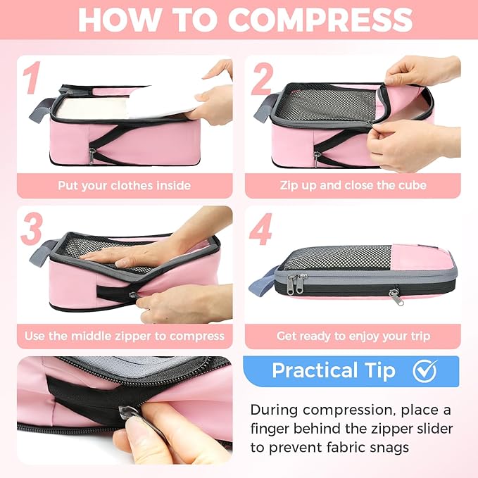 BAGAIL 4/6 Set/8 Set Compression Packing Cubes Travel Accessories Expandable - Image 4