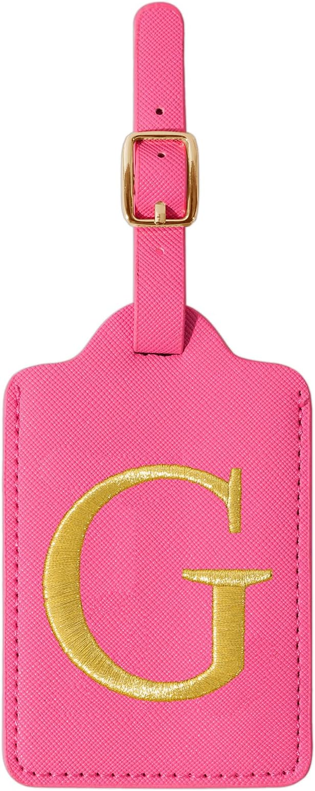 Personalized Rose Red Leather Initial Luggage Tags - Image 9