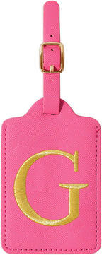 Personalized Rose Red Leather Initial Luggage Tags - Image 9