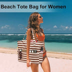 LEDAOU Beach Bag Waterproof Sandproof Women Tote Bag Pool Bag - Image 2