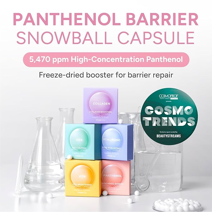 Panthenol Barrier Melting Snowball Capsule (8ea) – 5,470ppm Panthenol with Collagen & Hyaluronic Acid – Soothing, Hydrating, Barrier-Strengthening Freeze-Dried Capsule for Sensitive Skin