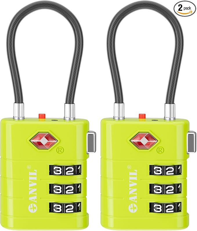 ANVIL TSA Approved Luggage Locks – High Security TSA008 Combination Travel Locks by ANVIL