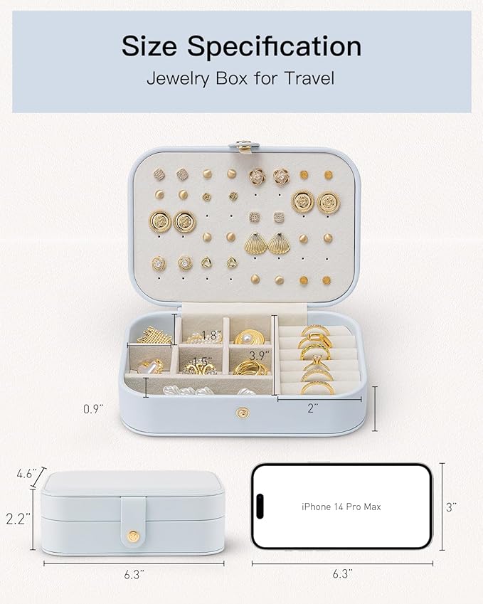 Vlando Travel Jewelry Case, PU Leather Travel Jewelry Box - Image 7