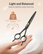 ULG Professional Hair Cutting Scissors 6.5 Inch – Sharp Barber Shears, Stainless Steel Symmetrical Salon Haircut Scissors for Women, Men, Kids, Gloss Paint Finish, Black