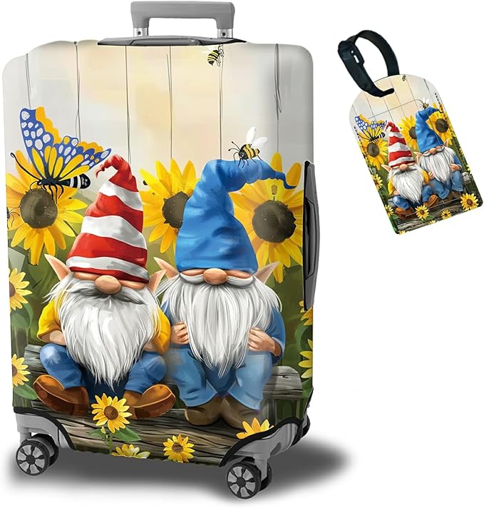 Luggage Cover + Tag, Dwarf Travel Suitcase Protector by BWEGRHE