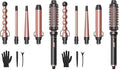 Wavytalk 5 in 1 Curling Wand Set, Multi Curl, Curling Wand Set with Thermal Brush and 4 Interchangeable Ceramic Curling Wand(0.5”-1.25”), Instant Heat Up Wand Curling Iron (Rose Gold) (Pack of 2)